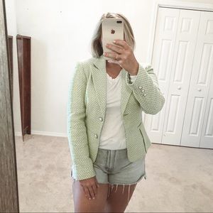 Antonio Melani Green Tweed Blazer Jacket Size 4